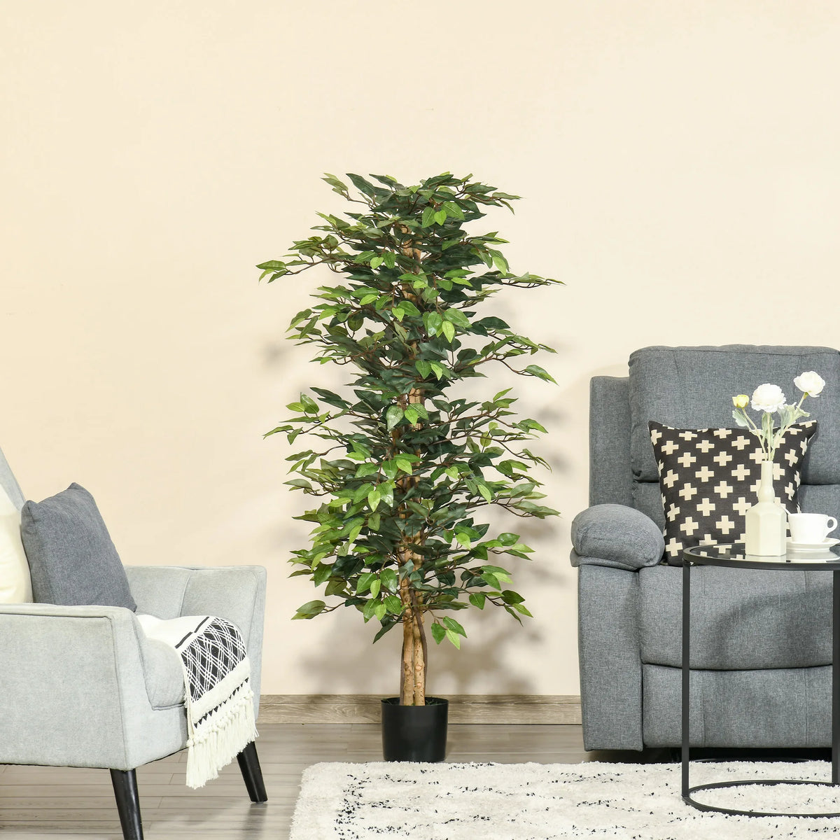 Faux Plante Ficus Artificielle 150 cm avec 1008 Feuilles Réalistes | Décoration Durable pour Intérieur Chic 1