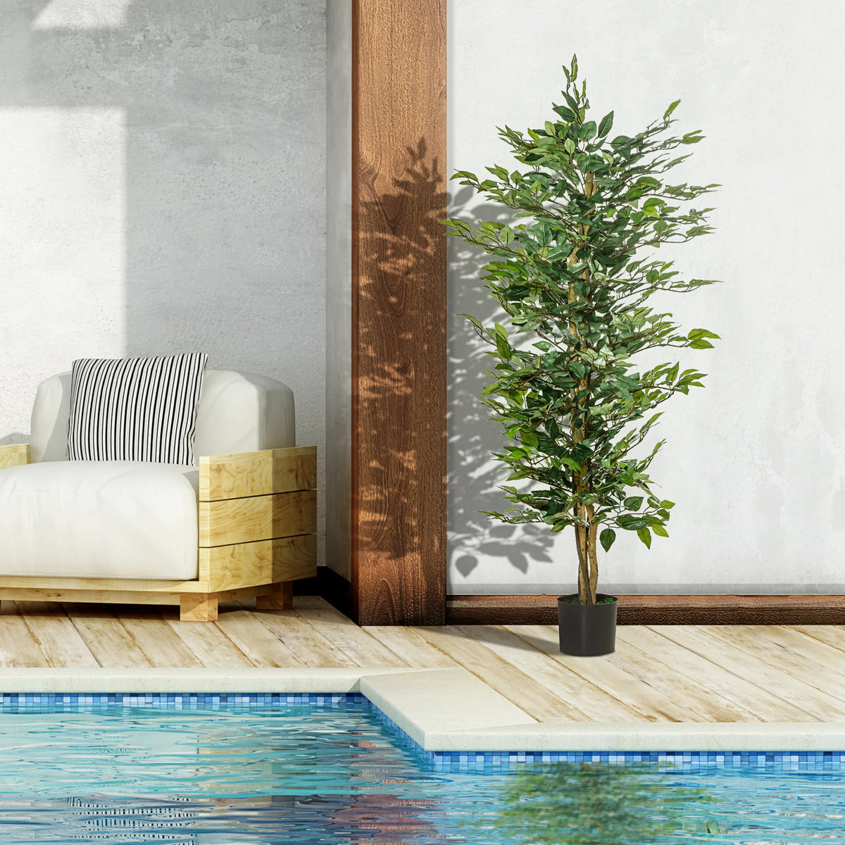 Faux Plante Ficus Artificielle 150 cm avec 1008 Feuilles Réalistes | Décoration Durable pour Intérieur Chic 3