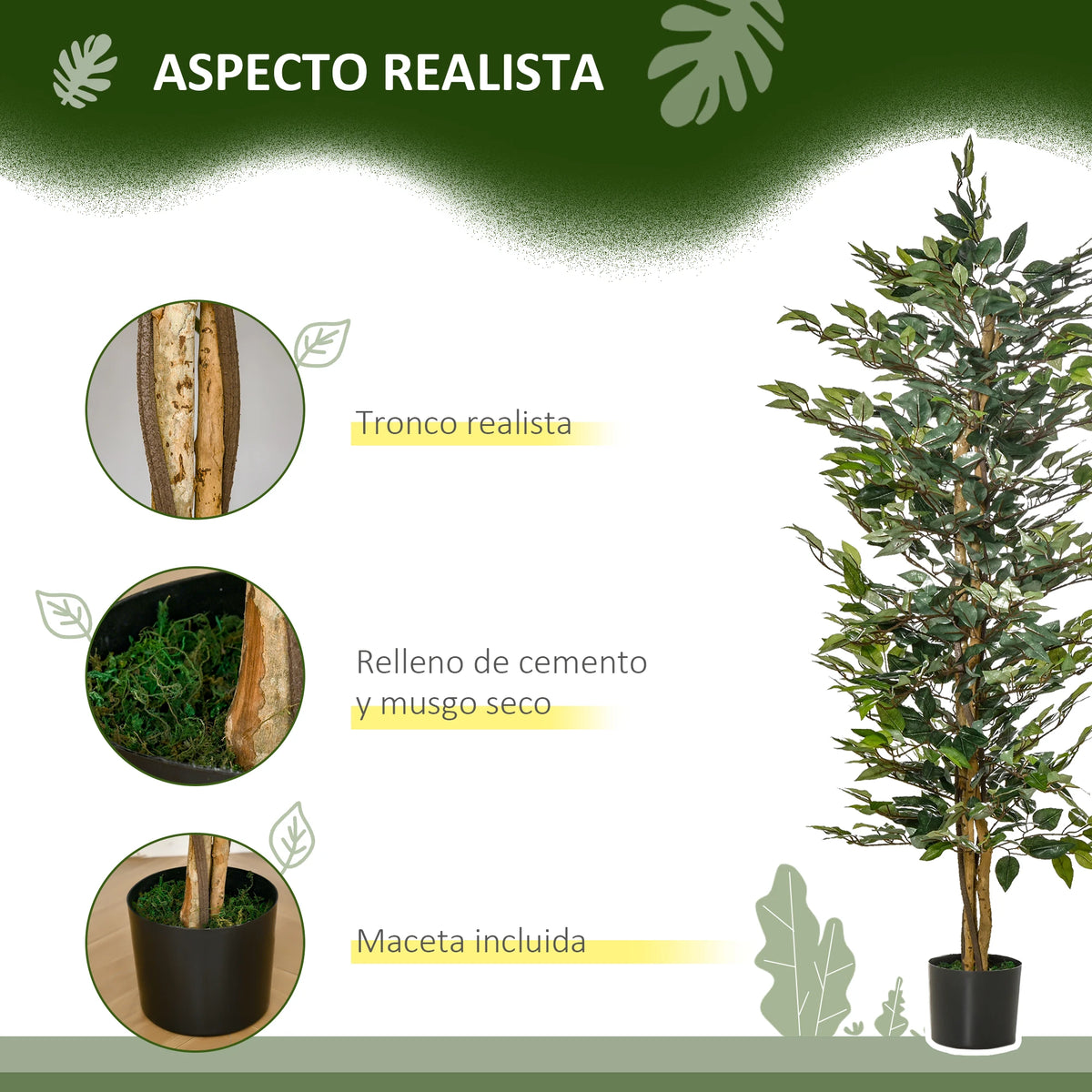 Faux Plante Ficus Artificielle 150 cm avec 1008 Feuilles Réalistes | Décoration Durable pour Intérieur Chic 4
