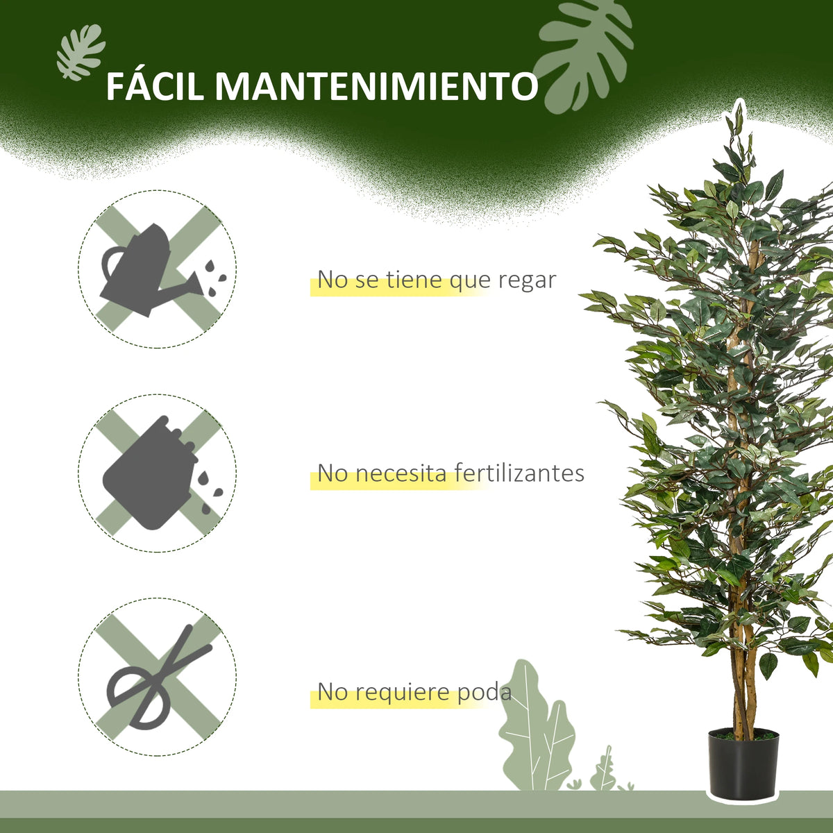 Faux Plante Ficus Artificielle 150 cm avec 1008 Feuilles Réalistes | Décoration Durable pour Intérieur Chic 5