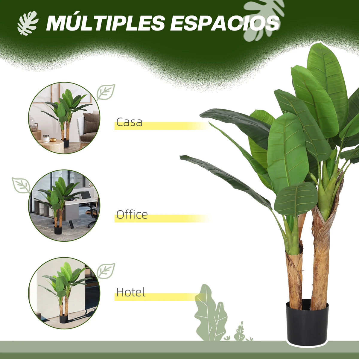 Plante Artificielle Intérieur | Arbre Décoratif Bananier avec 15 Feuilles Vertes | Élégance Durable pour Votre Espace 4