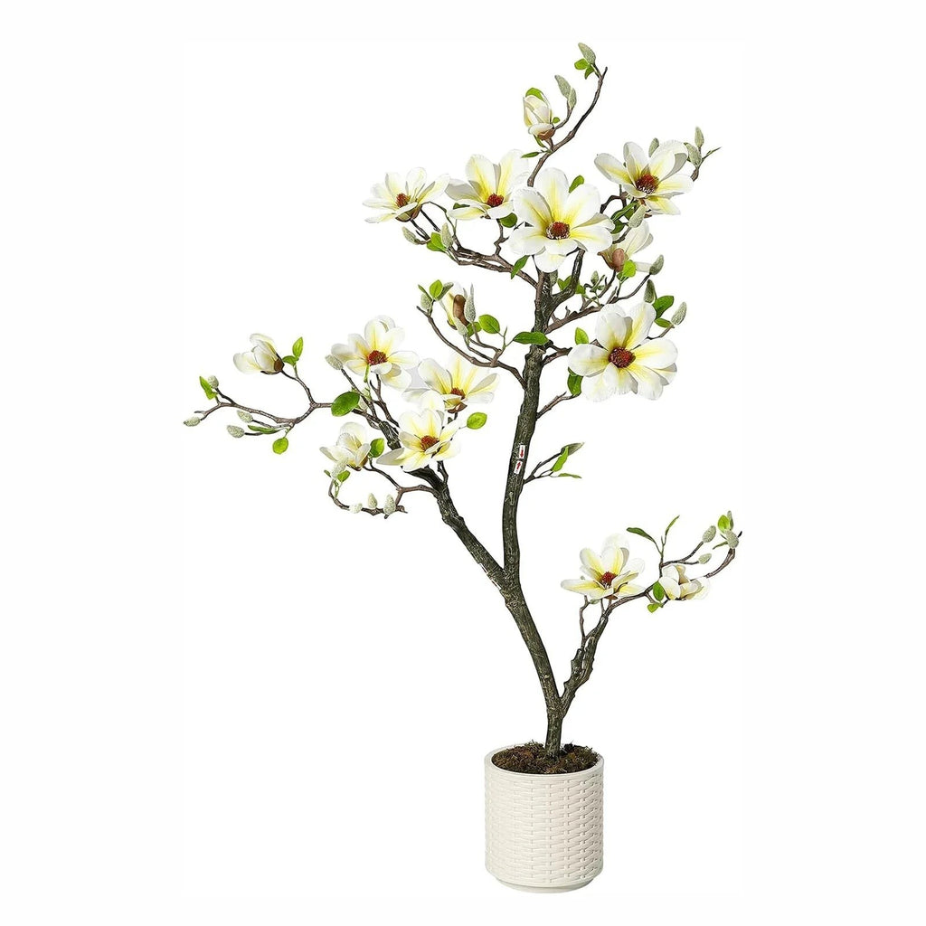 Faux Arbre Magnolia Artificiel de 120cm à 180cm avec Fleurs Blanches | Décoration Élégante pour Intérieur et Extérieur