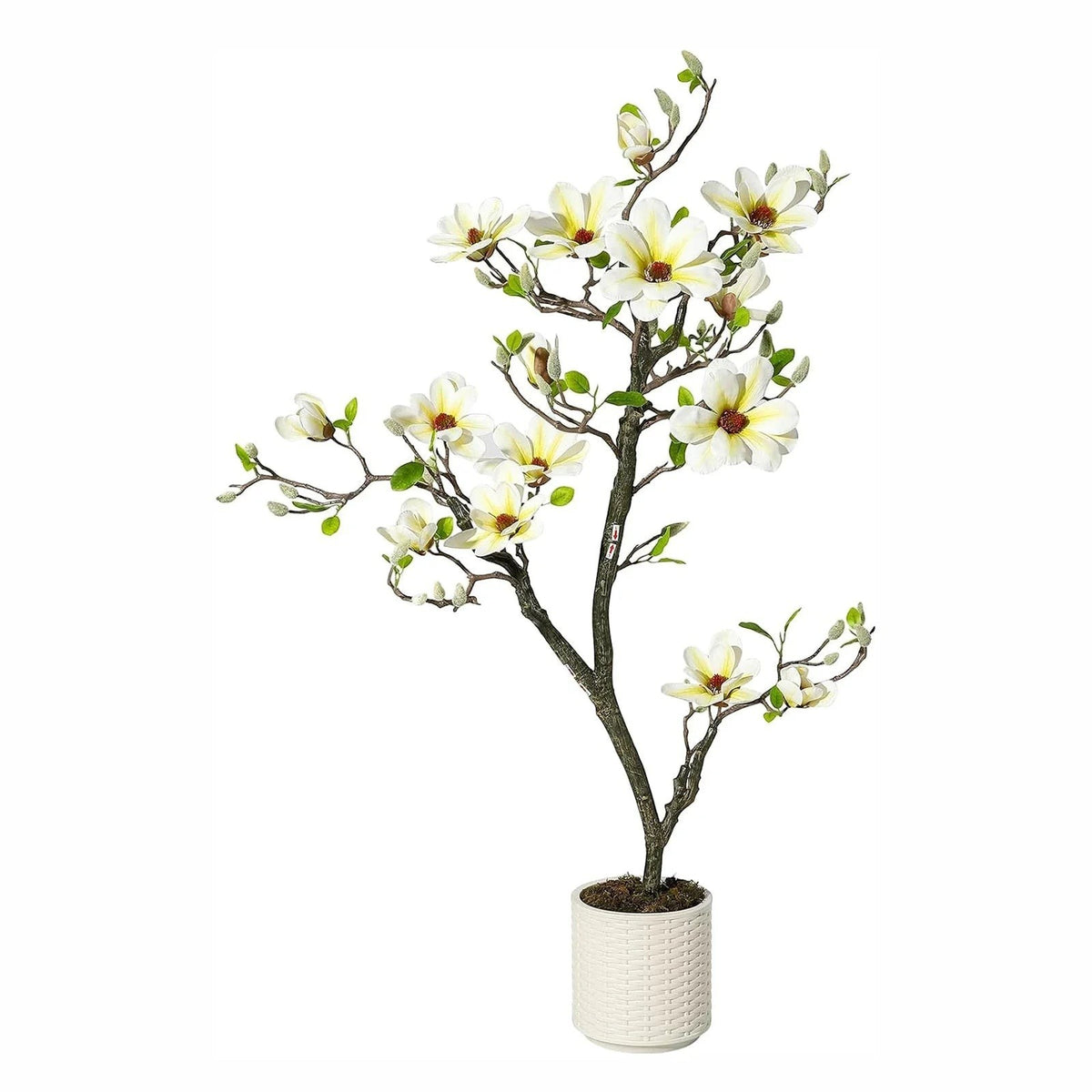 Faux Arbre Magnolia Artificiel de 120cm à 180cm avec Fleurs Blanches | Décoration Élégante pour Intérieur et Extérieur