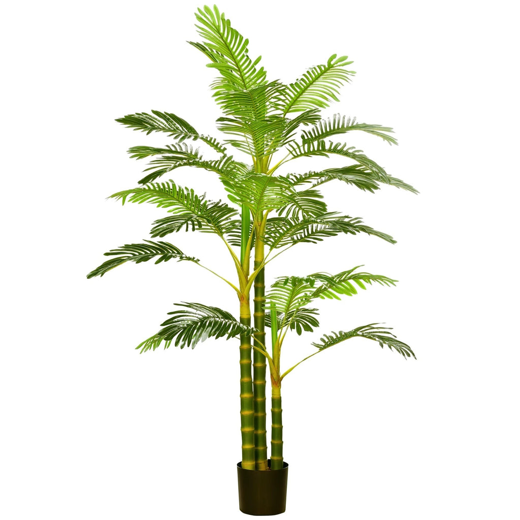 Plante artificielle palmier Areca Klorys de 190 cm avec 30 feuilles vertes réalistes dans un pot noir robuste.